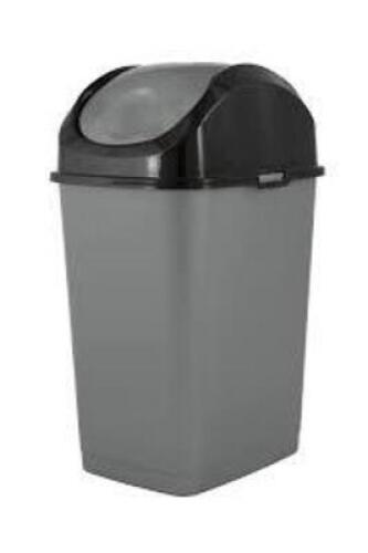 DESCRIPTION: (1) SLIM SWING TRASHCAN BRAND/MODEL: SUPERIO INFORMATION: GRAY AND BLACK SIZE: 2.5 GALLON RETAIL$: $20.00 EA QTY: 1