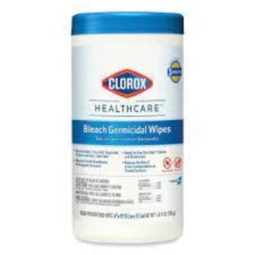DESCRIPTION: (1) CASE OF (6) BLEACH GERMICIDAL WIPES BRAND/MODEL: CLOROX HEALTHCARE SIZE: 70 WIPES PER CONTAINER RETAIL$: $81.25 EA QTY: 1