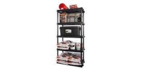 DESCRIPTION: (1) 5 SHELF STORAGE UNIT BRAND/MODEL: PLANO #T9F796762 INFORMATION: BLACK WEIGHT CAP 150 LB RETAIL$: $44.95 SIZE: 36X18X73-3/4 QTY: 1