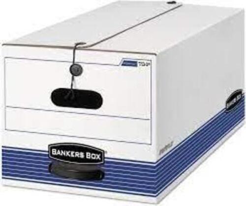 DESCRIPTION: (1) CASE OF (12) STOR/FILE MEDIUM DUTY FAST FOLD FILE STORAGE BOX BRAND/MODEL: BANKERS BOX #00704 RETAIL$: $131.99 SIZE: LETTER SIZE QTY:
