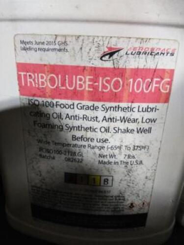 DESCRIPTION: (1) FOOD GRADE SYNTHETIC LUBRICATING OIL BRAND/MODEL: TRIBOLUBE-ISO 100FG SIZE: 7 LB RETAIL$: $56.88 EA QTY: 1