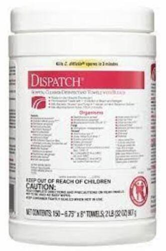 DESCRIPTION: (2) DISINFECTANT TOWELS BRAND/MODEL: DISPATCH SIZE: 150 A CAN RETAIL$: $20.00 EA QTY: 2