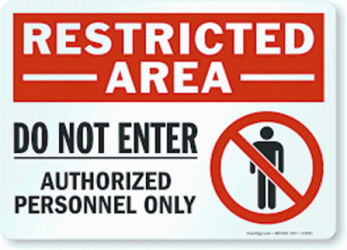 DESCRIPTION: (4) AURHORIZED PERSONNEL ONLY SIGNS RETAIL$: $33.00 EA QTY: 4
