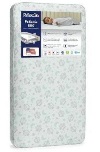 DESCRIPTION: (1) EXTRA FIRM CRIB & TODDLER MATTRESS BRAND/MODEL: KOLCRAFT/PEDIATRIC 800 INFORMATION: WATERPROOF, GREY, 80 COIL RETAIL$: $39.98 SIZE: 5