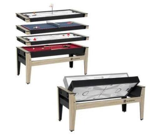 DESCRIPTION: (1) 4-IN-1 SWIVEL COMBO GAME TABLE BRAND/MODEL: MD SPORTS INFORMATION: BILLIARDS, TABLE TENNIS, HOVER HOCKEY, FINGER SHOOT BASKETBALL RET