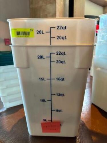 NAME: (2)- 18QT FOOD STORAGE CONTAINERS W/ LIDS DESCRIPTION: (2)- 18QT FOOD STORAGE CONTAINERS W/ LIDS SIZE: 18QT LOCATION: FRONT ENTRANCE QTY: 2