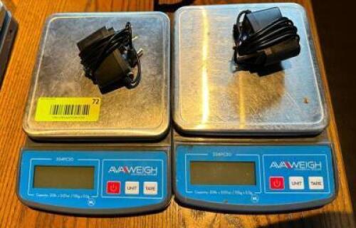 DESCRIPTION: (2) DIGITAL PORTION SCALES BRAND/MODEL: ACCUWEIGH LOCATION: DINING AREA QTY: 2