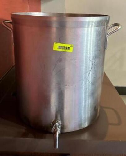 DESCRIPTION: STAINLESS POT WITH DISPENSER SPOUT SIZE: 16.5"X18" LOCATION: DINING AREA QTY: 1