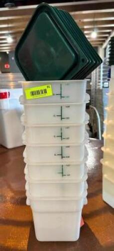 NAME: (7)- 4QT FOOD STORAGE CONTAINERS W/ LIDS DESCRIPTION: (7)- 4QT FOOD STORAGE CONTAINERS W/ LIDS SIZE: 4QT LOCATION: FRONT ENTRANCE QTY: 7