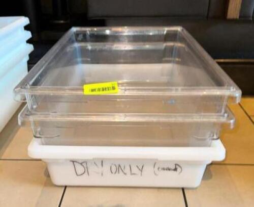NAME: (3)- STORAGE TUBS DESCRIPTION: (3)- STORAGE TUBS SIZE: 26X18 LOCATION: MAIN DINING QTY: 3