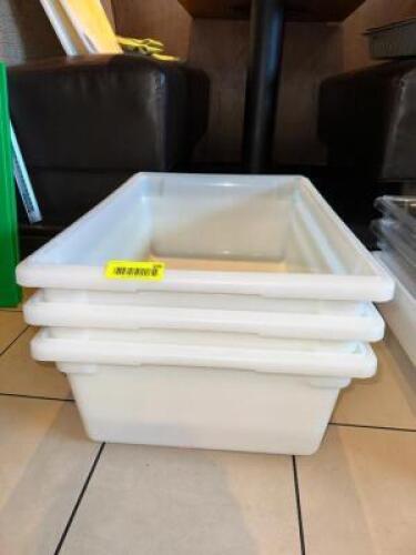 NAME: (3)- STORAGE TUBS DESCRIPTION: (3)- STORAGE TUBS SIZE: 26X19 LOCATION: MAIN DINING QTY: 3