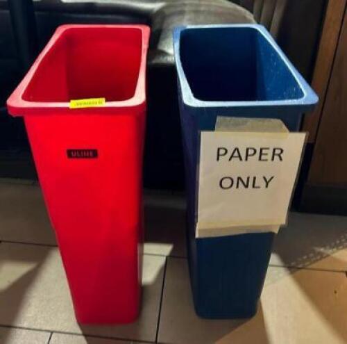 DESCRIPTION: (2) SLIM TRASH CANS LOCATION: DINING AREA QTY: 2