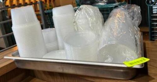 DESCRIPTION: ASSORTED CONTAINERS AND LIDS LOCATION: DINING AREA QTY: 1
