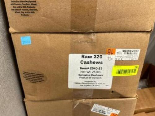 DESCRIPTION: 25 LB. BOX OF RAW CASHEWS LOCATION: FREEZER QTY: 1