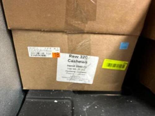 DESCRIPTION: 25 LB. BOX OF RAW CASHEWS LOCATION: FREEZER QTY: 1