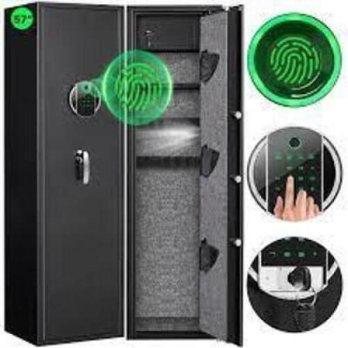 DESCRIPTION: (1) FINGERPRINT GUN SAFE BRAND/MODEL: HGLXF0006KF00 INFORMATION: BLACK SIZE: 13.5" X 13.5" X 57" RETAIL$: $209.99 EA QTY: 1