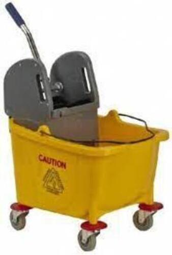 DESCRIPTION: (1) COMMERCIAL MOP BUCKET WITH SIDE PRESS WRINGER BRAND/MODEL: PRO-SOURCE #72951163 INFORMATION: YELLOW SIZE: 35 QT RETAIL$: $126.54 EA Q
