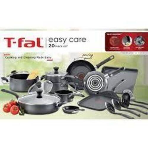 DESCRIPTION: (1) KITCHEN SET BRAND/MODEL: T-FAL EASY CARE INFORMATION: COOKING AND CLEANING MADE EASY SIZE: 20 PIECES RETAIL$: $79.00 EA QTY: 1