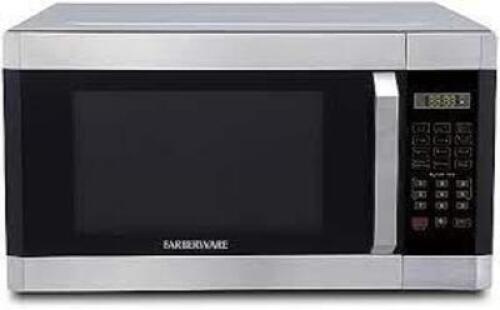 DESCRIPTION: (1) LARGE CAPACITY MICROWAVE OVEN BRAND/MODEL: FARBERWARE #FMO16AHTBKC INFORMATION: STAINLESS STEEL WITH BLACK SIZE: 1.6 CU FT RETAIL$: $