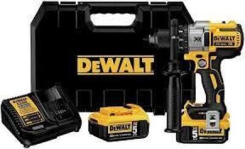 DESCRIPTION: (1) BRUSHLESS DRILL / DRIVER KIT BRAND/MODEL: DEWALT #DCD991P2 INFORMATION: YELLOW WITH BLACK CARRY CASE SIZE: 1/2" DRIVE RETAIL$: $192.5