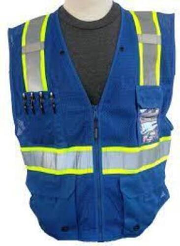 DESCRIPTION: (6) HIGH VIS MULTI POCKET VEST BRAND/MODEL: KISHIGO #B102 INFORMATION: 4X-5X SIZE: BLUE RETAIL$: $20.29 EA QTY: 6