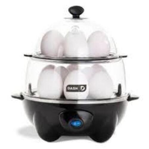 DESCRIPTION: (1) EGG COOKER BRAND/MODEL: DASH D INFORMATION: BLACK RETAIL$: $29.99 EA QTY: 1