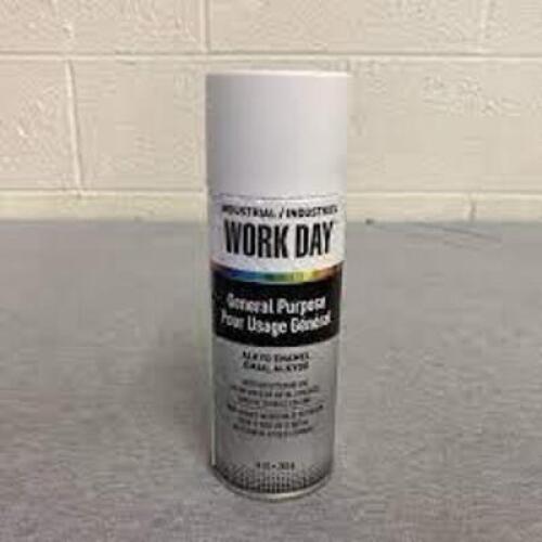 DESCRIPTION: (6) GENERAL PURPOSE ALKYD ENAMEL BRAND/MODEL: WORK DAY INFORMATION: WHITE SIZE: 10 OZ RETAIL$: $4.28 EA QTY: 6