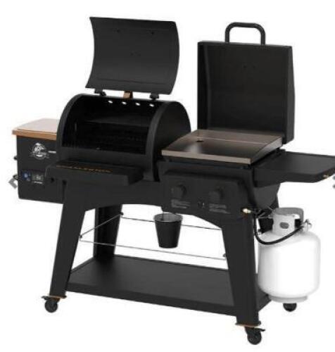 DESCRIPTION: (1) COMBO GRILL BRAND/MODEL: PIT BOSS/PB1020NX INFORMATION: ONYX EDITION, PELLET GRILL/GAS GRIDDLE COMBO, 1020 SQIN TOTAL COOKING SPACE,