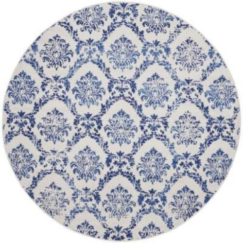 DESCRIPTION: (1) AREA RUG BRAND/MODEL: NOURISON INFORMATION: IVORY/NAVY, LATEX BACKING RETAIL$: $88.52 SIZE: 8' X 8' QTY: 1
