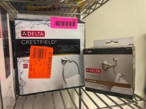 (2) - PC. DELTA CRESTFIELD BATHROOM HARDWARE SET