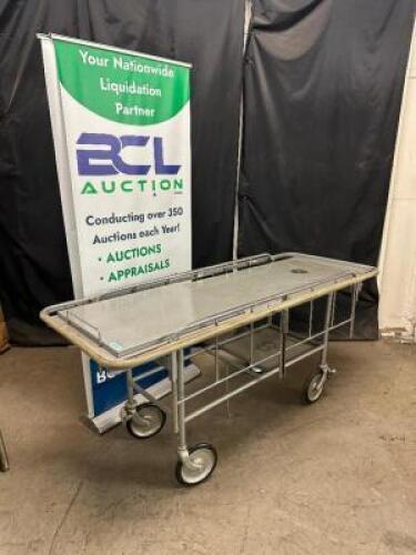 DESCRIPTION VINTAGE STAINLESS MORGUE CART QTY 1