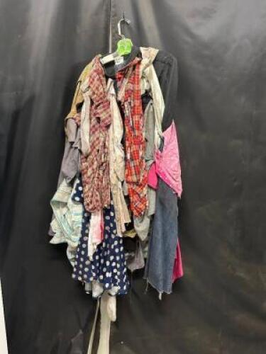 DESCRIPTION HOUSE OF FEAR RAGS BODY PIECE AND HEAD PIECE ACTORS COSTUME. ADDITIONAL INFORMATION EVERY STAIN, EVERY BLEMISH, TELLS A STORY OF HORROR AN