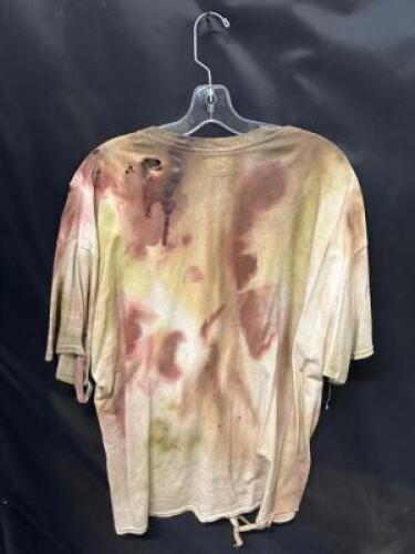 DESCRIPTION HOUSE OF FEAR THE BUTCHER VICTIM ACTORS SHIRT. ADDITIONAL INFORMATION EVERY STAIN, EVERY BLEMISH, TELLS A STORY OF HORROR AND DESPAIR. FRO