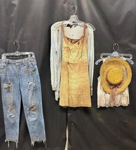 DESCRIPTION HOUSE OF FEAR EVELYN GARRISON ACTORS COSTUME. ADDITIONAL INFORMATION EVERY STAIN, EVERY BLEMISH, TELLS A STORY OF HORROR AND DESPAIR. FROM