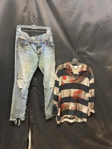 DESCRIPTION SACRIFICE ESCAPE PRISONER #3 ACTORS COSTUME. ADDITIONAL INFORMATION EVERY STAIN, EVERY BLEMISH, TELLS A STORY OF HORROR AND DESPAIR. FROM