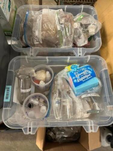 DESCRIPTION (2) PLASTIC TOTE W/ CONTENTS - MAKEUP AND COSTUME SUPPLIES THIS LOT IS: ONE MONEY QTY 1
