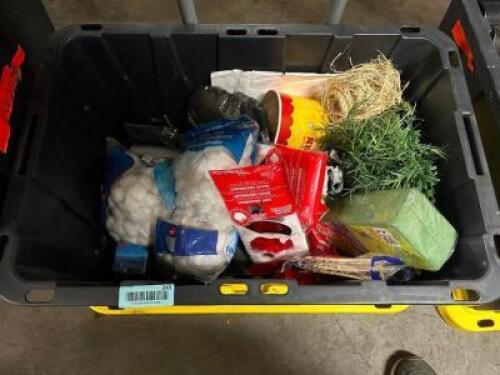 DESCRIPTION PLASTIC TOTE W/ CONTENTS - MAKEUP AND COSTUME SUPPLIES THIS LOT IS: ONE MONEY QTY 1
