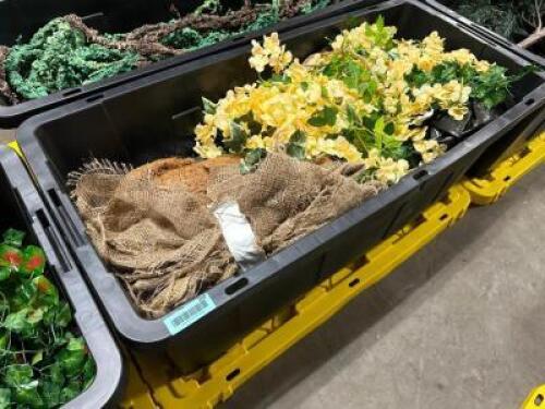 DESCRIPTION PLASTIC TOTE W/ CONTENTS - ASSORTED AUTOGRAPH FOLIAGE'S VINES THIS LOT IS: ONE MONEY QTY 1
