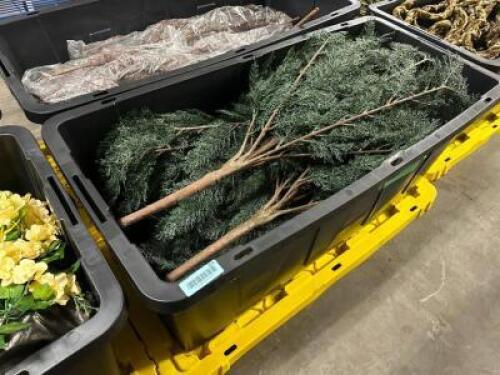 DESCRIPTION PLASTIC TOTE W/ CONTENTS - ASSORTED PINE BRANCHES THIS LOT IS: ONE MONEY QTY 1
