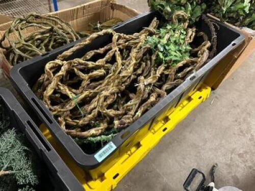 DESCRIPTION PLASTIC TOTE W/ CONTENTS - ASSORTED AUTOGRAPH FOLIAGE'S VINES THIS LOT IS: ONE MONEY QTY 1