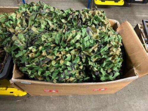 DESCRIPTION PLASTIC TOTE W/ CONTENTS - ASSORTED AUTOGRAPH FOLIAGE'S CAMO NETTING THIS LOT IS: ONE MONEY QTY 1
