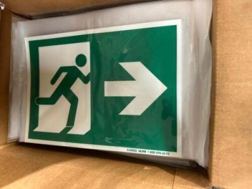 DESCRIPTION (1) BOX OF GREEN EXIT SIGNS THIS LOT IS: ONE MONEY QTY 1