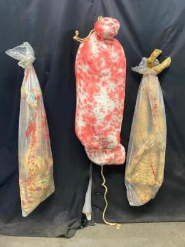 DESCRIPTION (4) ASSORTED MEAT LOCKER HANGING PROPS. THIS LOT IS: ONE MONEY QTY 1