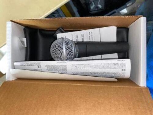 DESCRIPTION (2) SHURE SM58 MICROPHONES BRAND / MODEL: SHURE SM58 ADDITIONAL INFORMATION RETAIL FOR $99 A PIECE RETAIL PRICE: $200 THIS LOT IS: SOLD BY