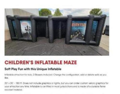 DESCRIPTION 30' X 30' INFLATABLE BOUNCE HOUSE MAZE. QTY 1