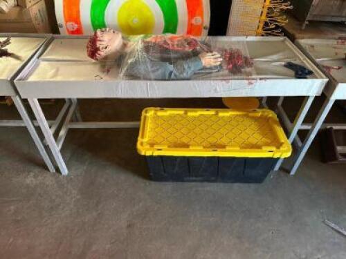 DESCRIPTION 72" WOODEN MORGUE TABLE PROP W/ RUBBER HALF TORSO QTY 1