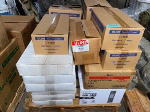 DESCRIPTION PALLET AND CONTENTS - ASSORTED PAPER PRODUCT THIS LOT IS: ONE MONEY QTY 1