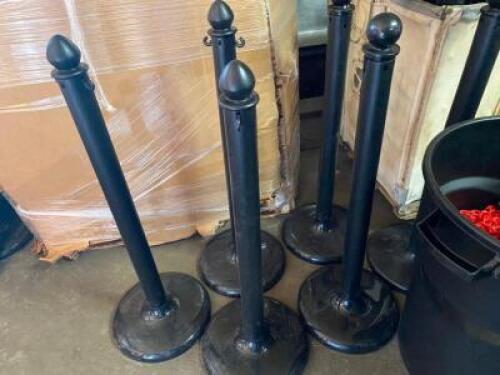 DESCRIPTION CONTENTS OF (2) HOPPER CARTS- BLACK PLASTIC STANCHIONS. APPROX 50 THIS LOT IS: ONE MONEY QTY 1