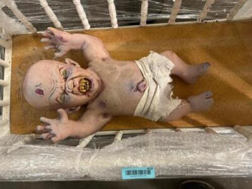 DESCRIPTION FOAM RUBBER MUTANT BABY W/ CHILDS CRIB BRAND / MODEL: KREEPY KIDS QTY 1