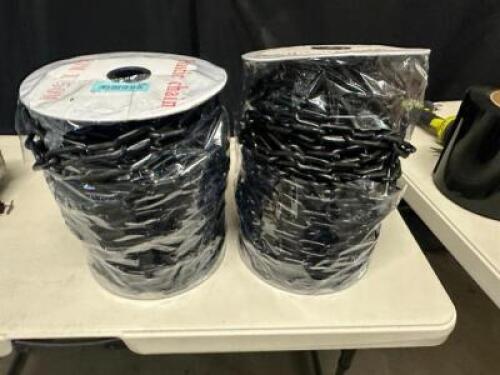 DESCRIPTION (2) NEW ROLLS OF BLACK PLASTIC C CHAIN THIS LOT IS: SOLD BY THE PIECE QTY 2